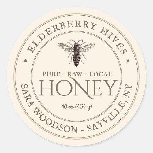 Ivory Honey Label with Vintage Queen Bee