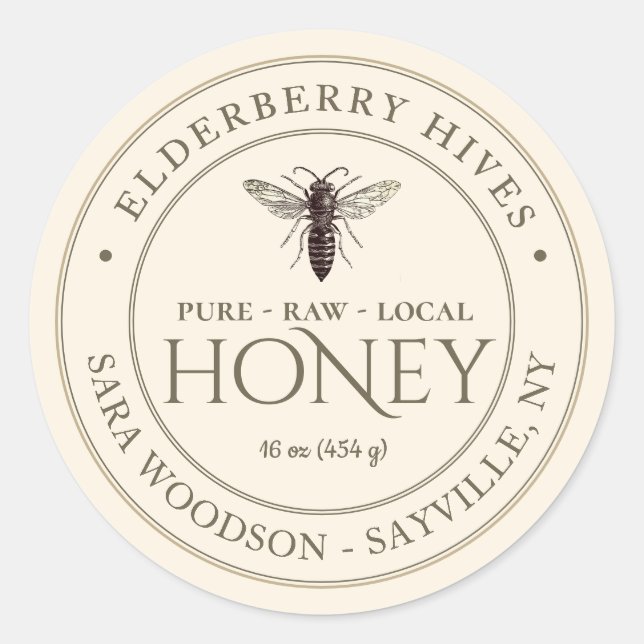 Ivory Honey Label with Vintage Queen Bee (Front)