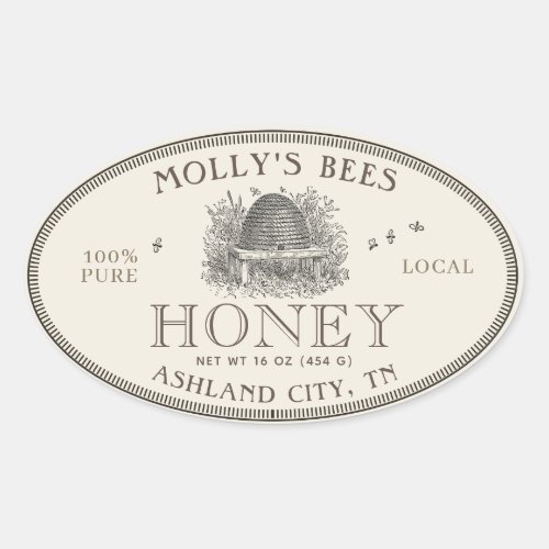 Ivory Honey Vintage Skep Label with border