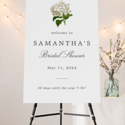 Ivory Hydrangea Bridal Shower Welcome Sign