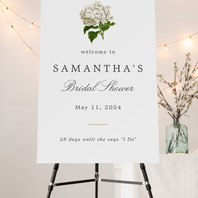 Ivory Hydrangea Bridal Shower Welcome Sign (In Situ (Stand))
