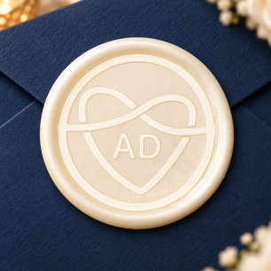 Ivory Infinity Heart Monogram Wedding Wax Seal Sticker