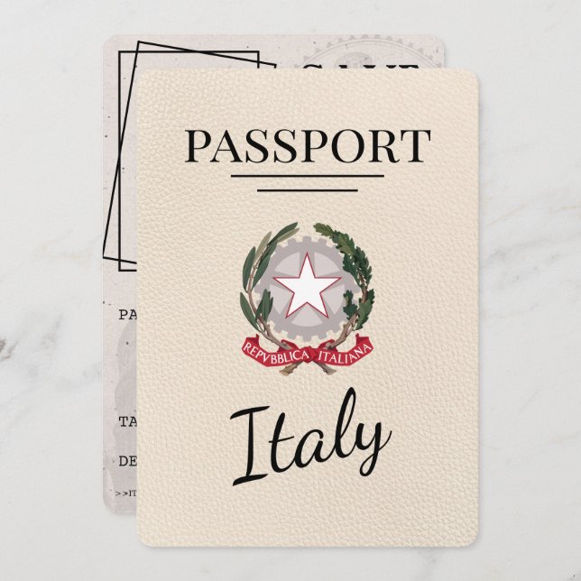 Ivory Italy Passport Save The Date (Front/Back)