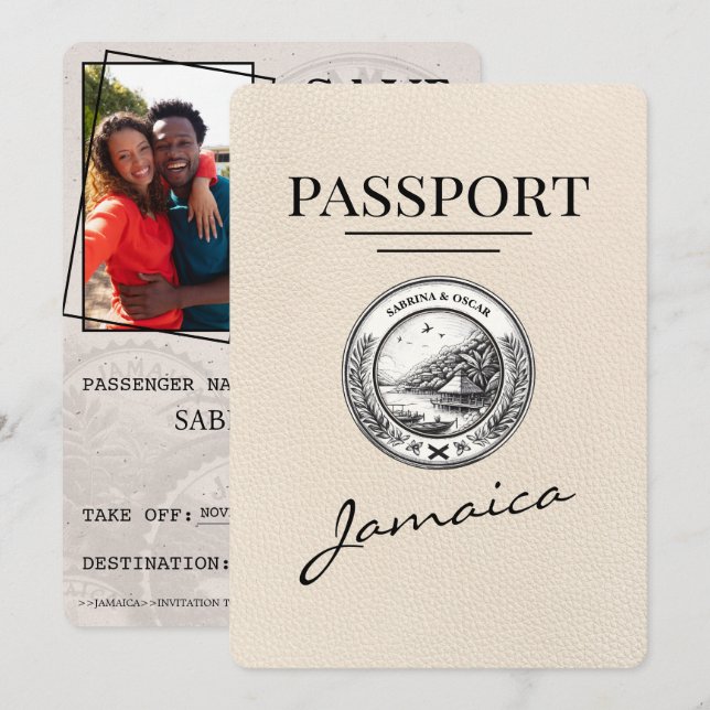 Ivory Jamaica Passport Save The Date (Front/Back)