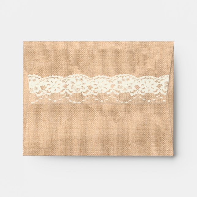 Ivory Lace and Light Burlap RSVP Envelope (Back (Top Flap))
