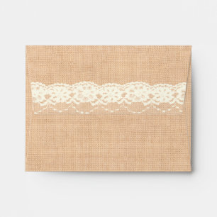 Ivory Lace and Light Burlap RSVP Envelope