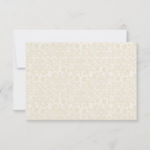 Ivory Lace Damask RSVP Note Card