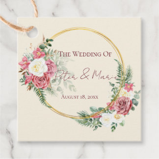 Ivory Lace Elegant Floral Personalized Wedding Fav Favor Tags