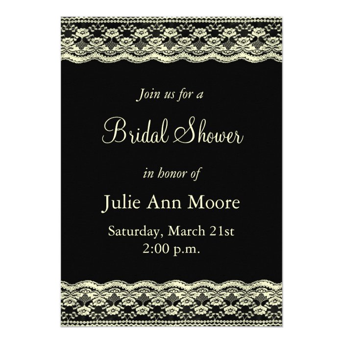 Ivory Lace on Black Bridal Shower Custom Invitation