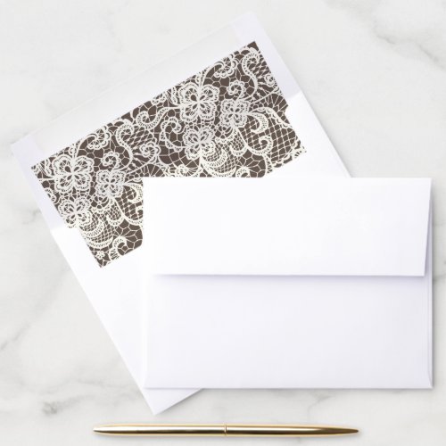 Ivory Lace On Brown Envelope Liner