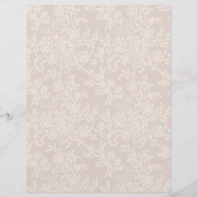 Ivory Lace on Mauve Arts & Craft Scrapbook Paper (Front)