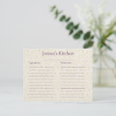 Ivory Lace Recipe Card Insert (Standing Front)