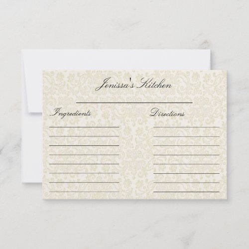 Ivory Lace Recipe Cards (3.5" x 5") Invitations