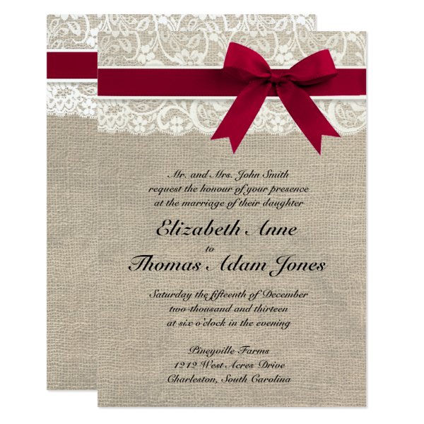 161723778174223201 Ivory Lace Red Ribbon Burlap Wedding Invitation