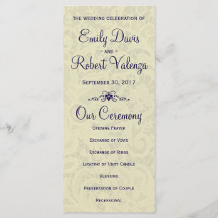 Ivory Lace Royal Navy Blue Formal Wedding Program
