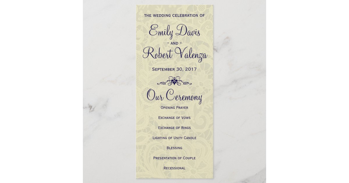 Ivory Lace Royal Navy Blue Formal Wedding Program Zazzle Com