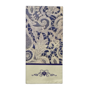 Ivory Lace Royal Navy Blue Modern Formal Wedding Napkin