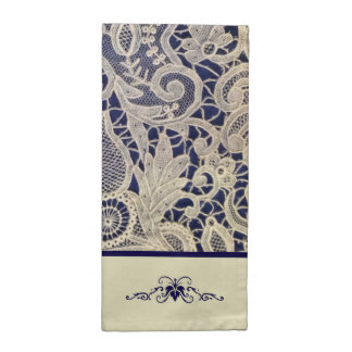 Ivory Lace Royal Navy Blue Modern Formal Wedding Napkin