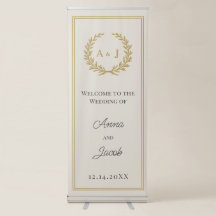 Ivory Laurel Wreath Monogram Welcome Wedding