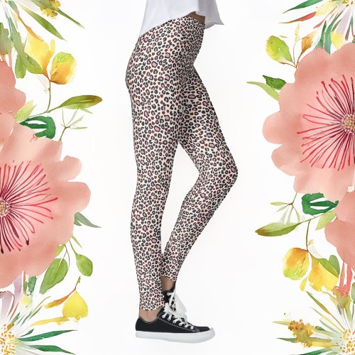 Ivory Leopard and Heart Print Leggings