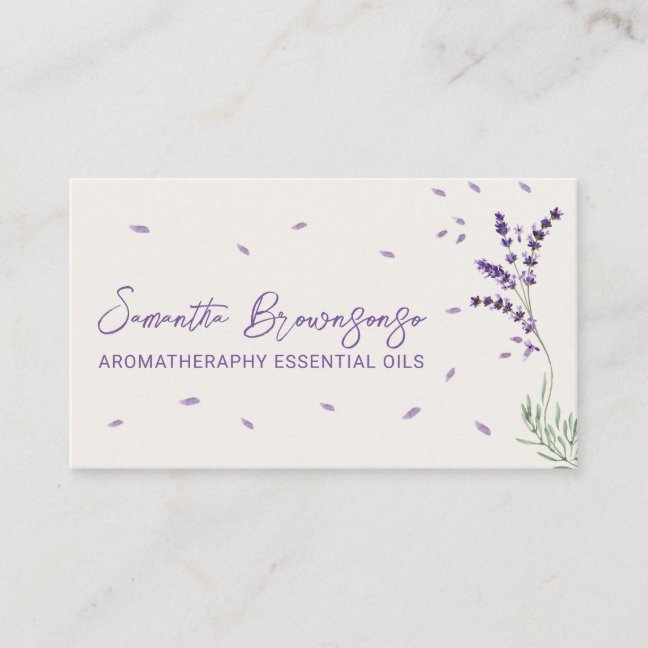 Ivory Lilac Lavender Essential Oils Branding Business Card