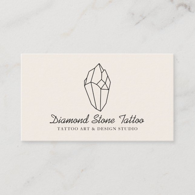 Ivory Linen Color Stone Diamond Business Card (Front)