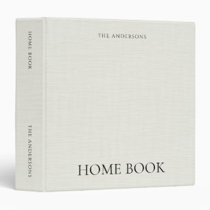 Ivory Linen Look Personalized Home Book 3 Ring Binder
