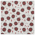 Ivory Linen LoveBug Ladybug Illustration Pattern Fabric