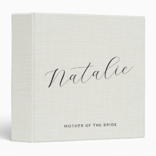 Ivory Linen Mother Of The Bride Minimalist Script 3 Ring Binder