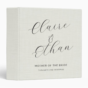 Ivory Linen Mother Of The Bride Script Memory 3 Ring Binder