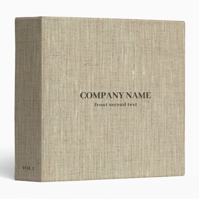 Ivory Linen Texture Darker 3 Ring Binder (Front/Spine)