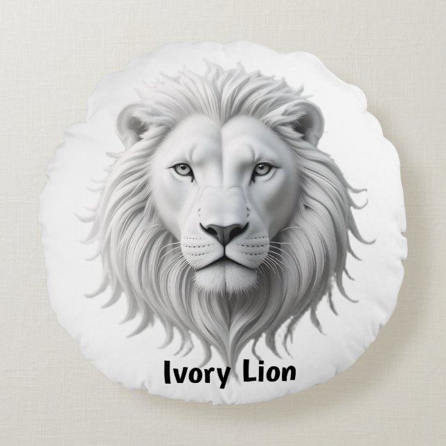 Ivory Lion Round Pillow (Front)