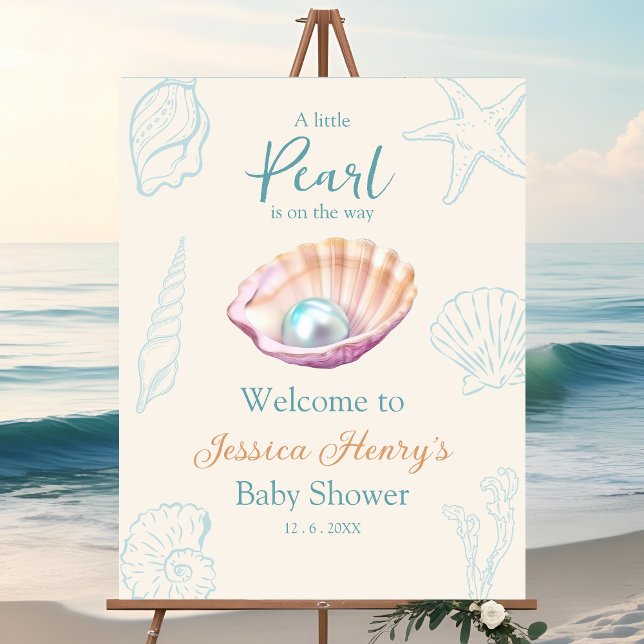 Ivory Little Pearl On the Way Baby Shower Welcome Foam Board (Creator Uploaded)