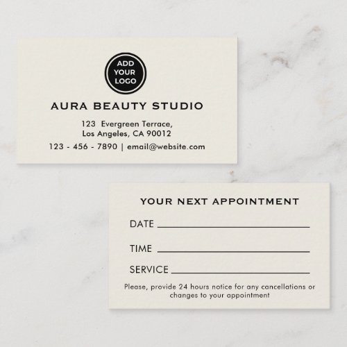 Ivory Logo Contact Business Appointment Card