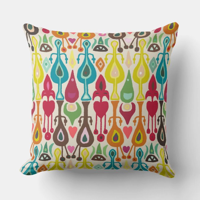 ivory love ikat throw pillow (Front)