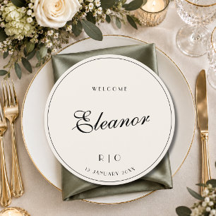 Ivory Luxury Wedding Guest Place & Menu Card