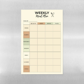 Ivory Magnetic Weekly Meal Plan – Dry Erase Sheet