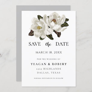 Ivory Magnolia blossoms Save The Date