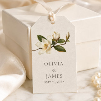 Ivory Magnolia Personalized Wedding Gift Tag