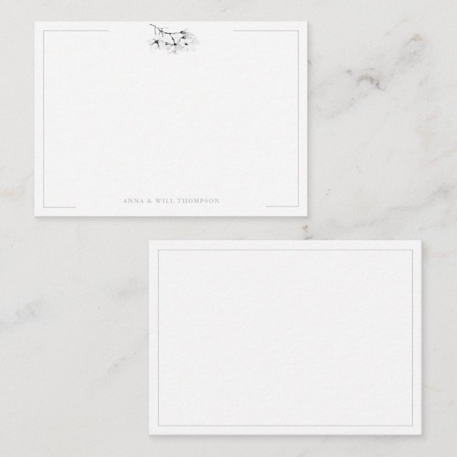 Ivory Magnolia Simple Class Elegant Wedding Couple Note Card (Front/Back)