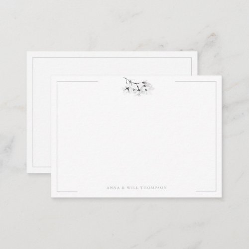 Ivory Magnolia Simple Class Elegant Wedding Couple Note Card