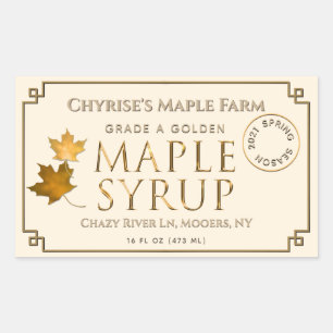 Ivory Maple Syrup Label with Leaf and Date