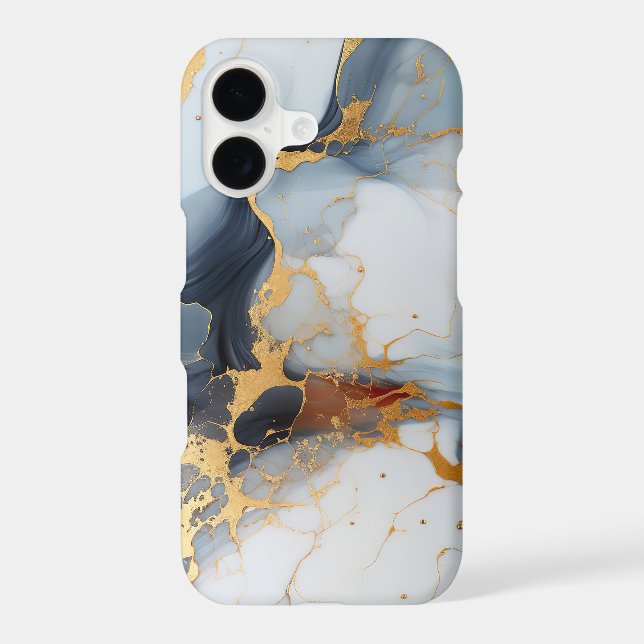 Ivory Marble with Gold & Rust Veins iPhone Case (Back)
