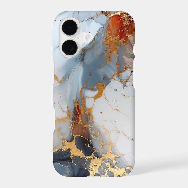 Ivory Marble with Gold & Rust Veins Iphone Case (Back)