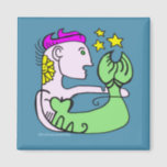 Ivory Mermaid with Pink Hair Magnet<br><div class="desc">This color scheme is me. light skin,  pink hair. She also has a sister who has copper skin and a purple tail. Green is a long time favorite color of mine,  so my tail is green. XOXOXO,  amy</div>