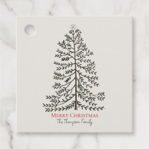 Ivory Merry Christmas Xmas Tree Gift Tag