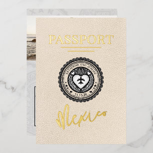 Ivory Mexico Passport Wedding Foil Invitation