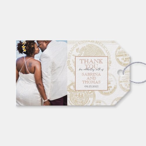 Ivory Mexico Wedding Photo Gift Tags