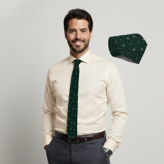 Ivory Micro Floral Dark Green Tie (Creator Uploaded)