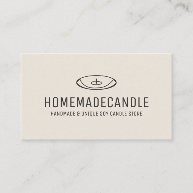 Ivory Minimal Logo Homemade Candle Wax Thread Business Card (Front)